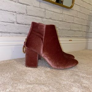 pink velvet booties